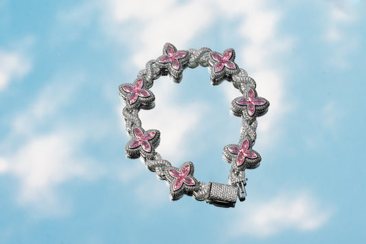 Trebol Moissanita Zafiro Rosa